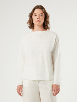 Linen and cotton boxy sweater - IVORY