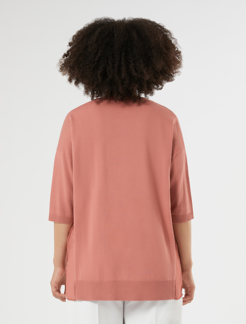 Cotton and georgette-blend sweater - DARK PINK - Marina Rinaldi - 4