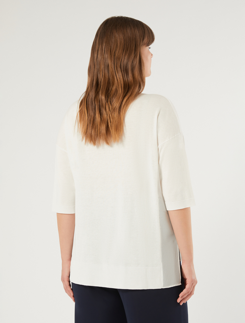 Cotton and georgette-blend sweater - WHITE - Marina Rinaldi - 4