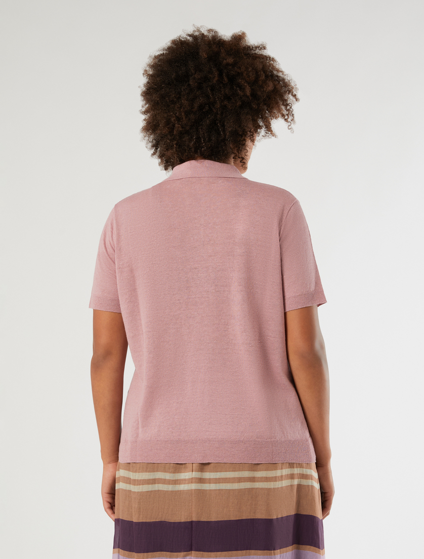 Linen and cotton polo sweater - WISTERIA - Marina Rinaldi - 4