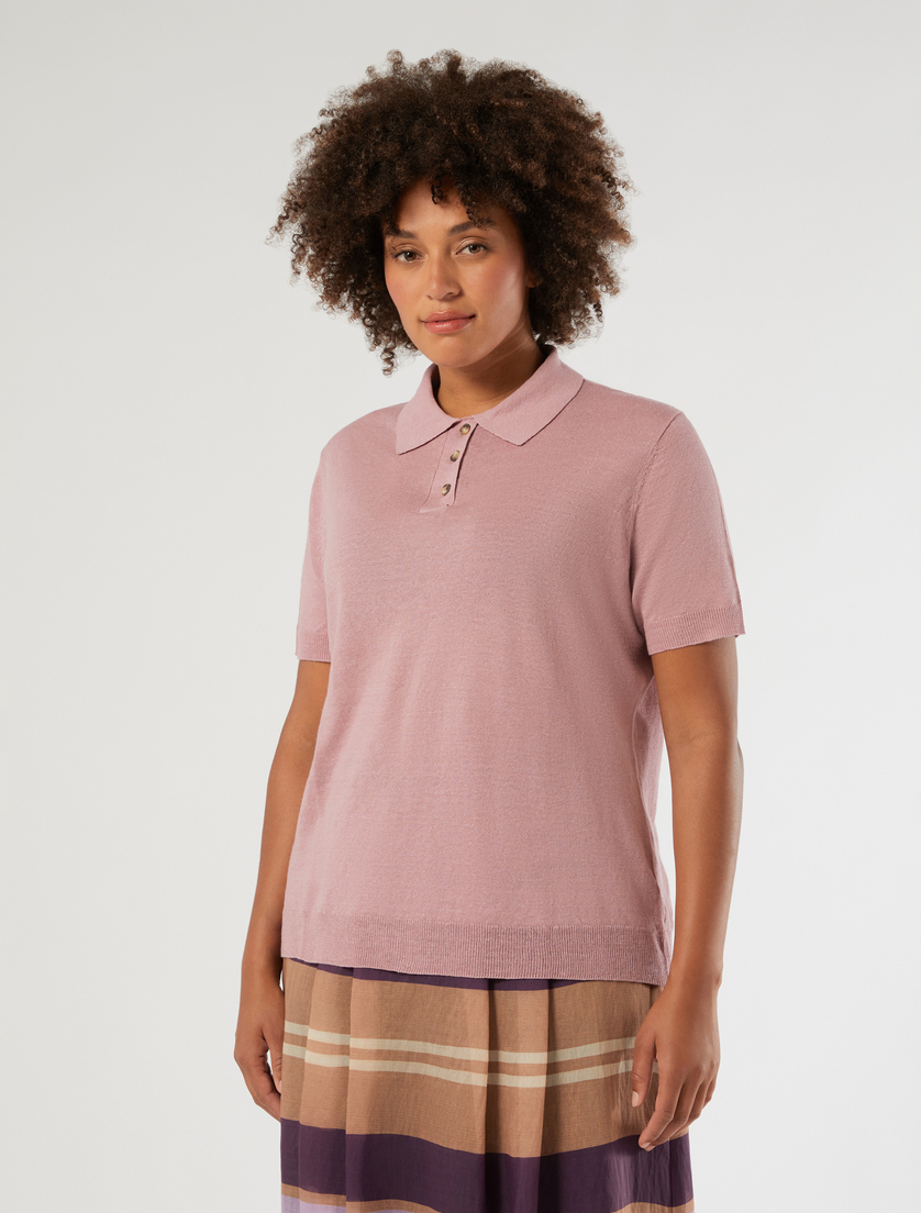 Linen and cotton polo sweater - WISTERIA - Marina Rinaldi - 3