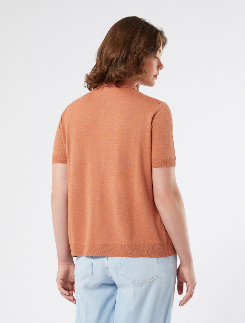 Linen and cotton polo sweater - COPPER - Marina Rinaldi - 4