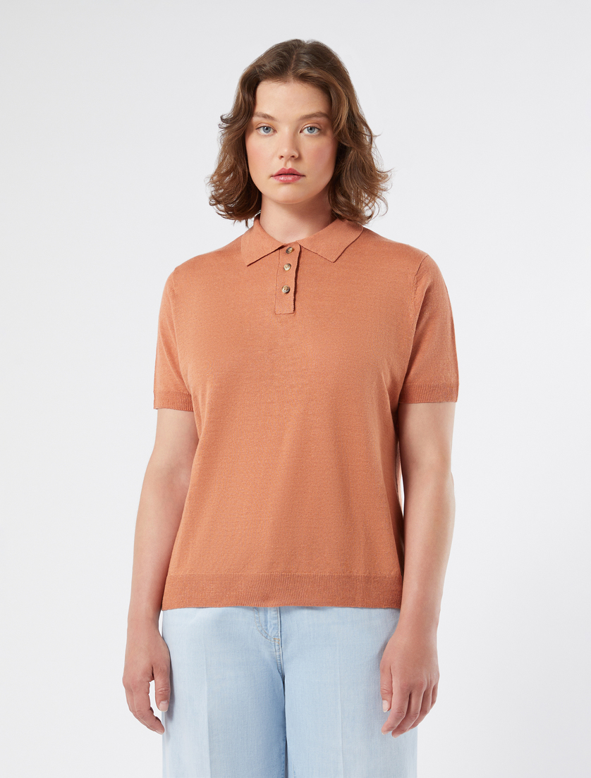Linen and cotton polo sweater - COPPER - Marina Rinaldi - 3