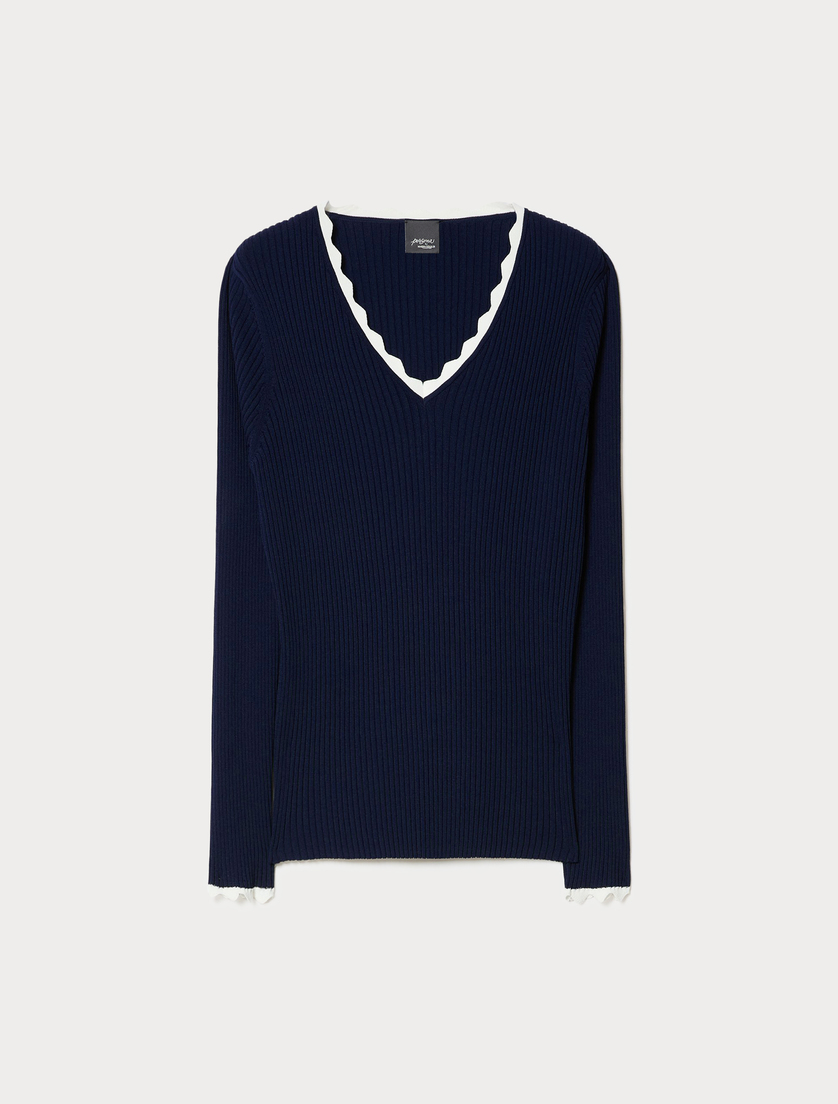 Stretch viscose sweater - MIDNIGHTBLUE - Marina Rinaldi