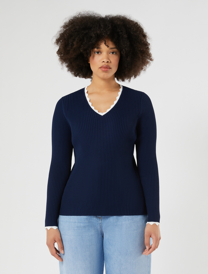 Stretch viscose sweater - MIDNIGHTBLUE - Marina Rinaldi - 3