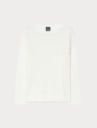 Open-knit cotton boxy sweater - Marina Rinaldi
