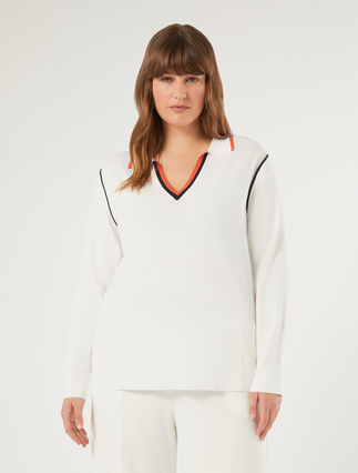 Stretch viscose sweater - WHITE - Marina Rinaldi - 3