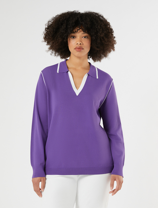 Stretch viscose sweater - PURPLE - Marina Rinaldi - 3
