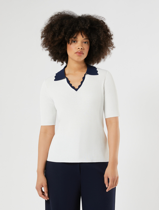 Stretch viscose sweater - WHITE