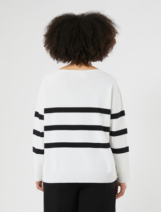 Cotton crepe sweater - WHITE - Marina Rinaldi - 4