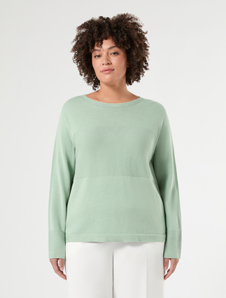 Pure cotton sweater - SAGE GREEN - Marina Rinaldi - 3