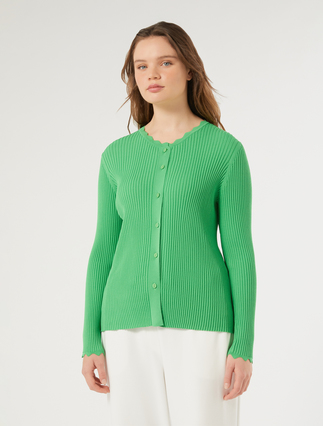 Viscose yarn cardigan and top co-ord set - GREEN