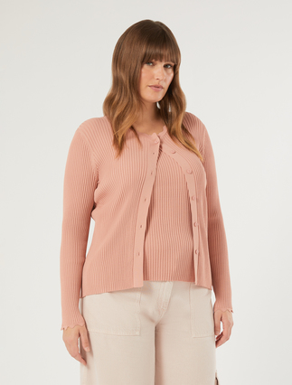 Viscose yarn cardigan and top co-ord set - PINK
