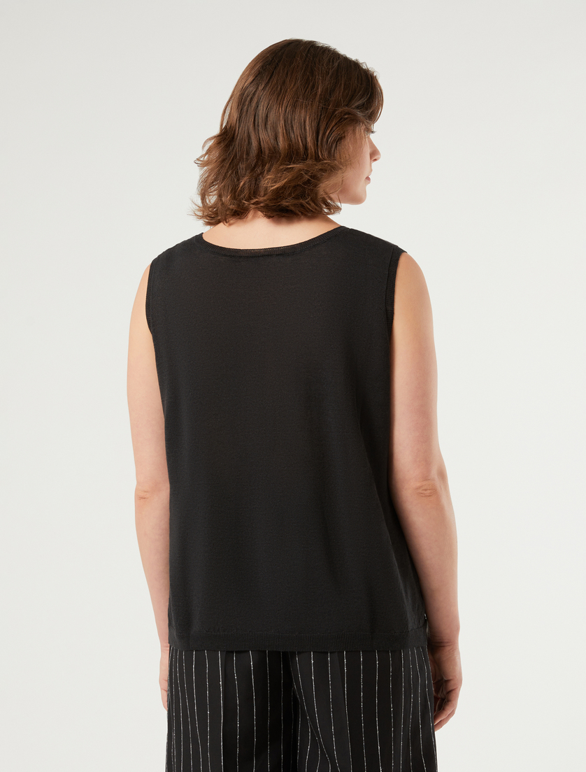 Linen and cotton vest top & cardigan - BLACK - Marina Rinaldi - 6