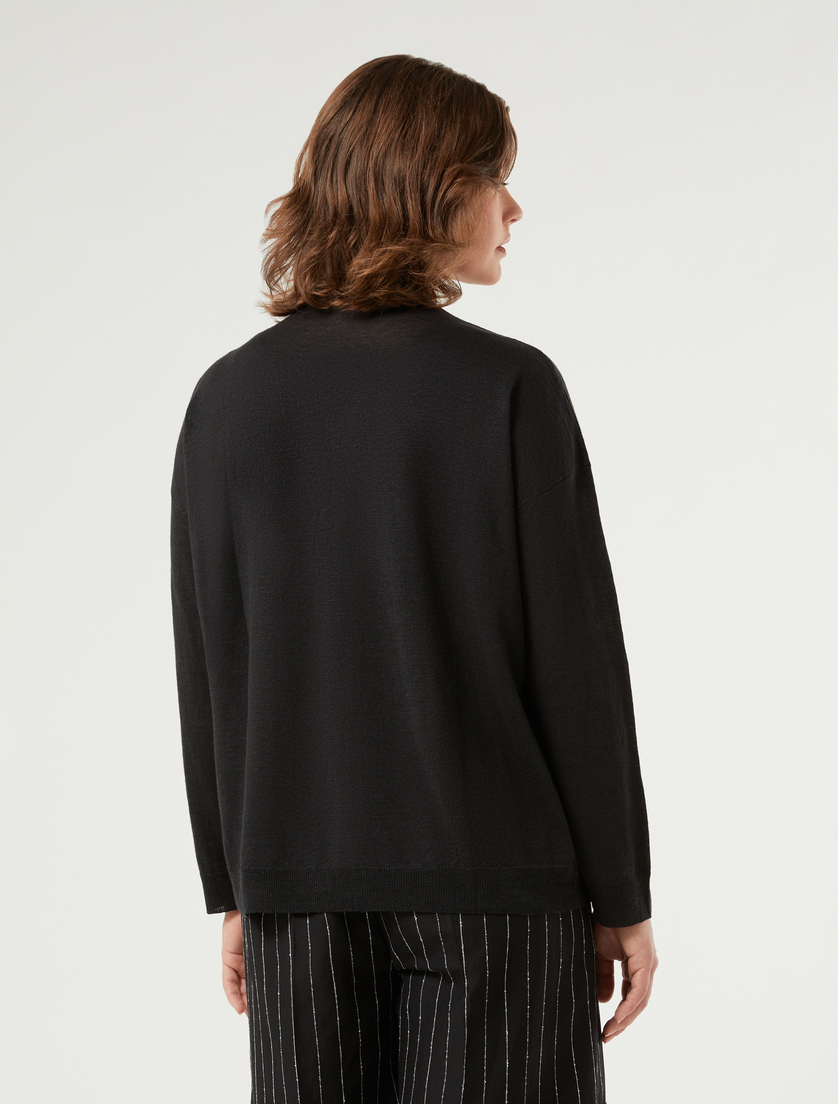 Linen and cotton vest top & cardigan - BLACK - Marina Rinaldi - 4