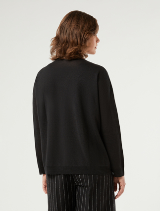 Linen and cotton vest top & cardigan - BLACK - Marina Rinaldi - 4