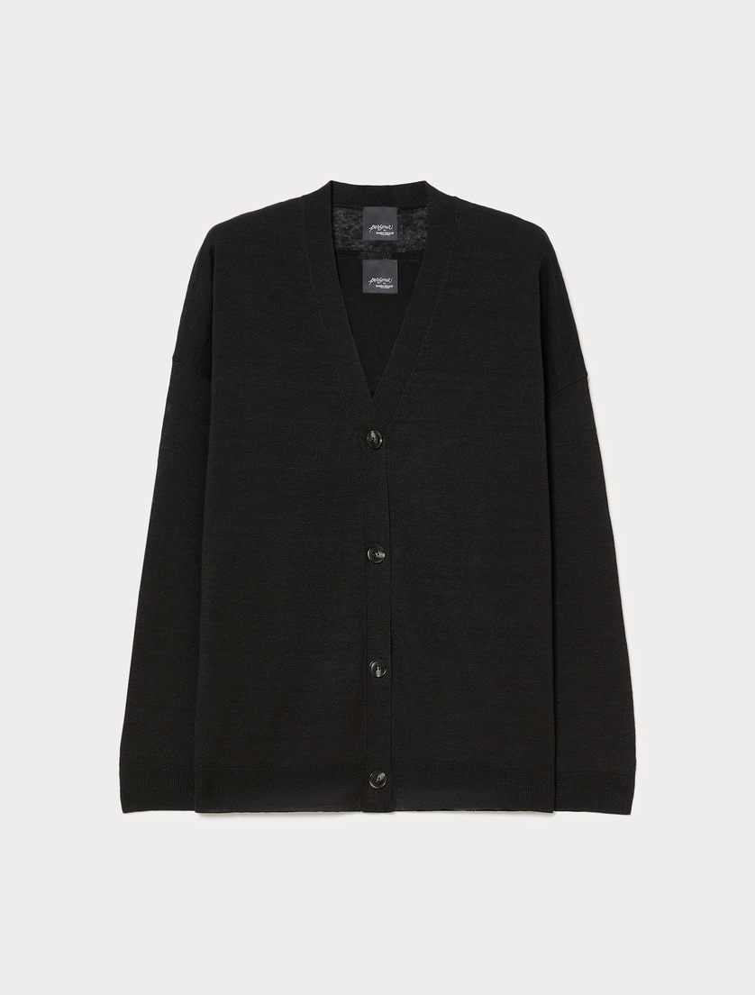 Linen and cotton vest top & cardigan - BLACK - Marina Rinaldi