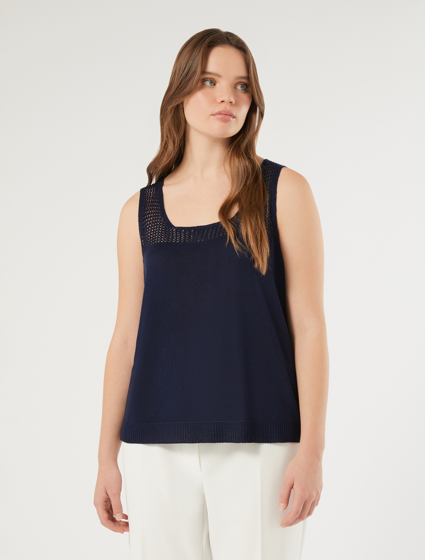 Débardeur et cardigan en cordonnet - BLEU NUIT - Marina Rinaldi - 5