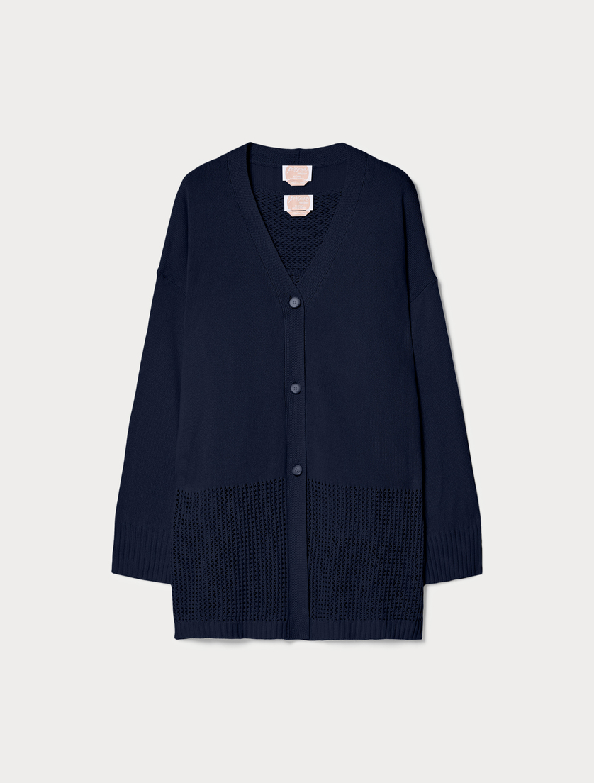Débardeur et cardigan en cordonnet - BLEU NUIT - Marina Rinaldi