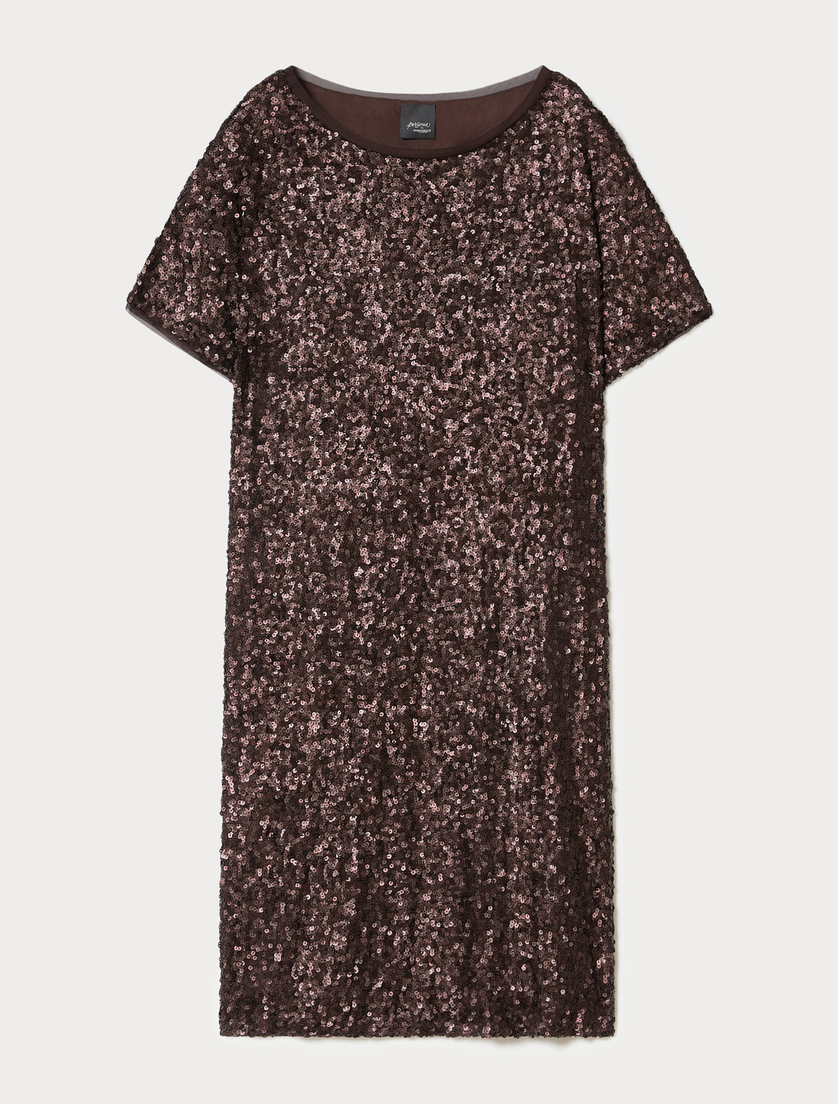 Short sequinned mesh dress - COCOA - Marina Rinaldi