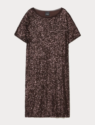 Krótka sukienka z siateczki z cekinami - Marina Rinaldi