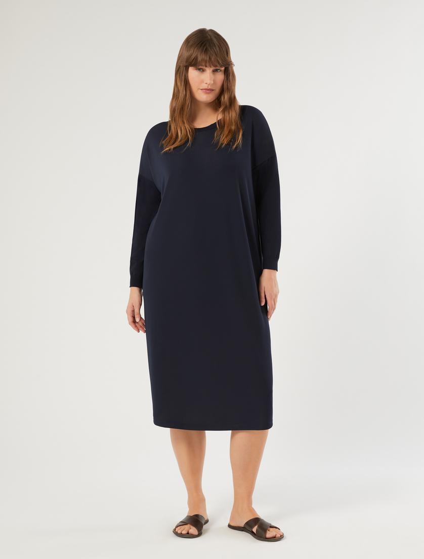 Stretch jersey and knit fabric dress - MIDNIGHTBLUE - Marina Rinaldi - 3