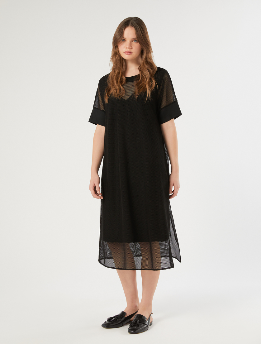 Kleid aus Jersey mit Netzstruktur - SCHWARZ - Marina Rinaldi - 3