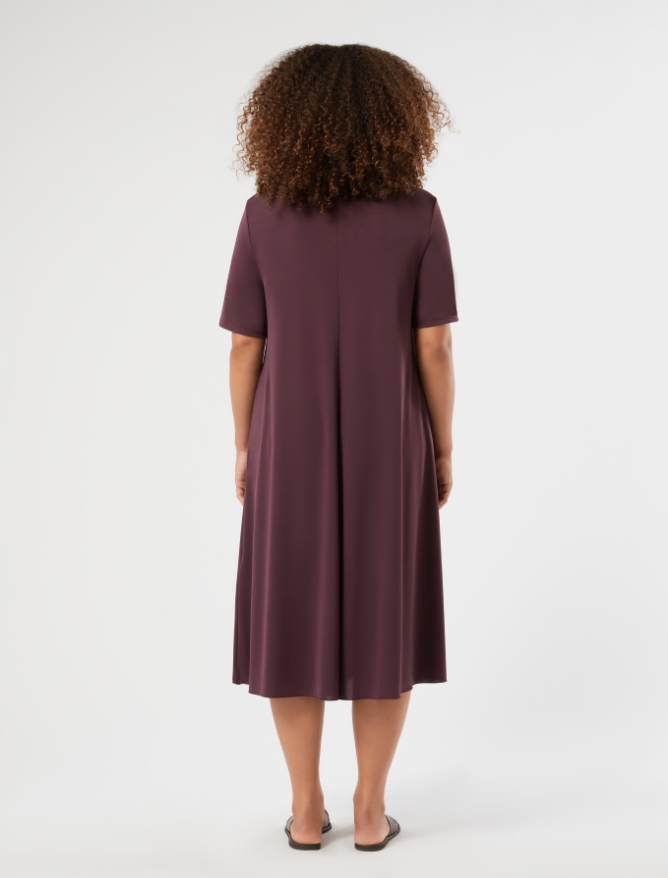 Langes Kleid aus Jersey mit Drapierung - PFLAUME - Marina Rinaldi - 4