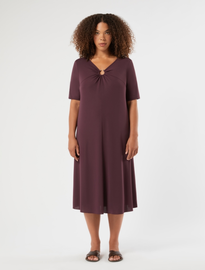 Langes Kleid aus Jersey mit Drapierung - PFLAUME - Marina Rinaldi - 3