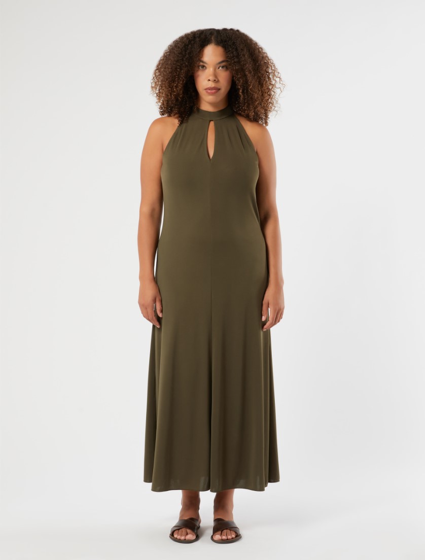 Long interlock jersey dress - KAKI - Marina Rinaldi - 3