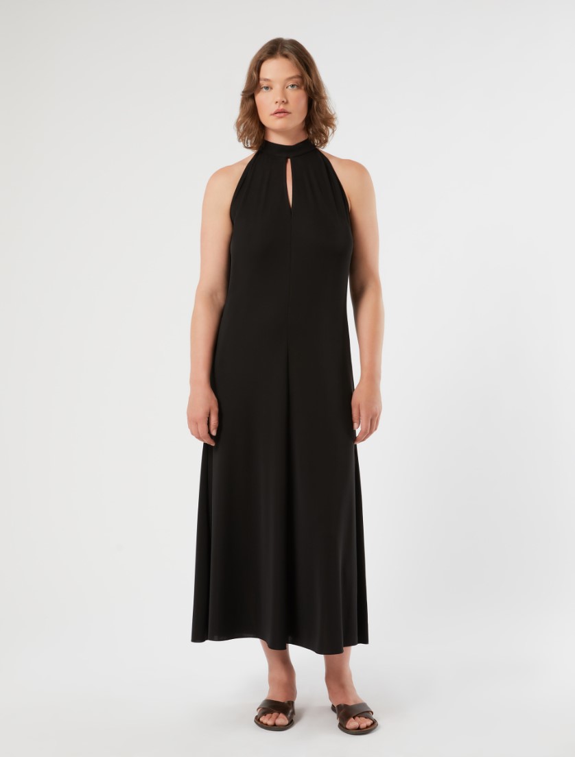 Long interlock jersey dress - BLACK - Marina Rinaldi - 3