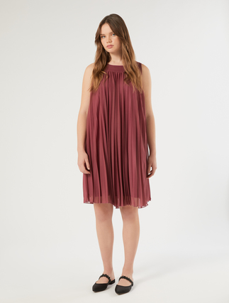 Kleid aus Plissee-Jersey mit Schultertuch - DUNKELROSA - Marina Rinaldi - 5