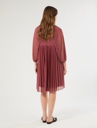 Kleid aus Plissee-Jersey mit Schultertuch - DUNKELROSA - Marina Rinaldi - 4