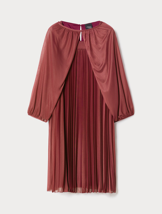 Plissé-pleated jersey dress with shrug - Marina Rinaldi