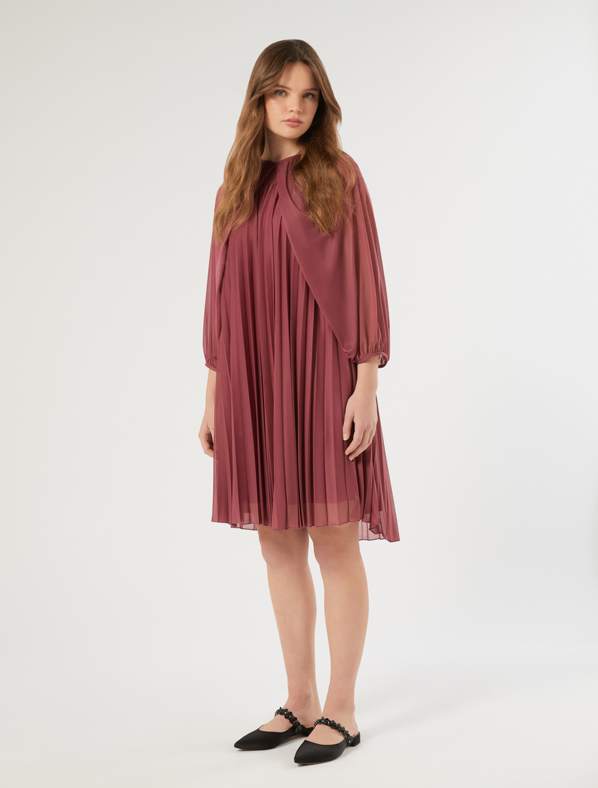Plissé-pleated jersey dress with shrug - DARK PINK - Marina Rinaldi - 3