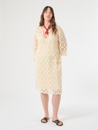 Crochet-knit and jersey mini dress - Marina Rinaldi