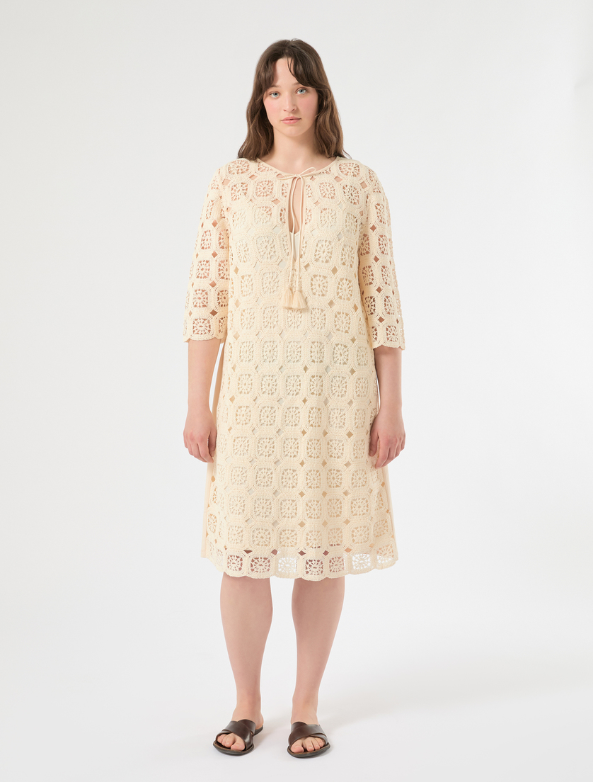 Mini abito in crochet e jersey - ECRU - Marina Rinaldi - 3