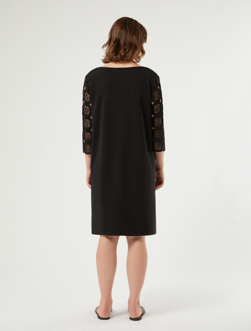 Crochet-knit and jersey mini dress - BLACK - Marina Rinaldi - 4