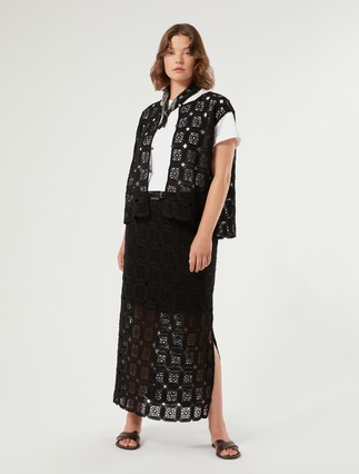 Crochet-knit cotton pencil skirt - Marina Rinaldi