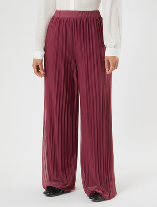 Pleated jersey trousers - DARK PINK