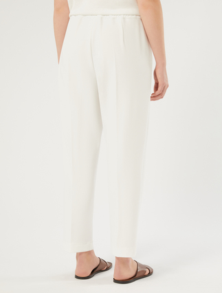 Cigarette trousers in stretch scuba crepe fabric - WHITE - Marina Rinaldi - 4