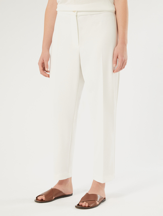 Pantaloni a sigaretta in scuba crêpe stretch - BIANCO
