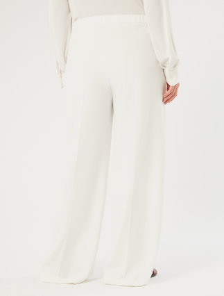 Palazzo trousers in stretch scuba crepe fabric - WHITE - Marina Rinaldi - 4