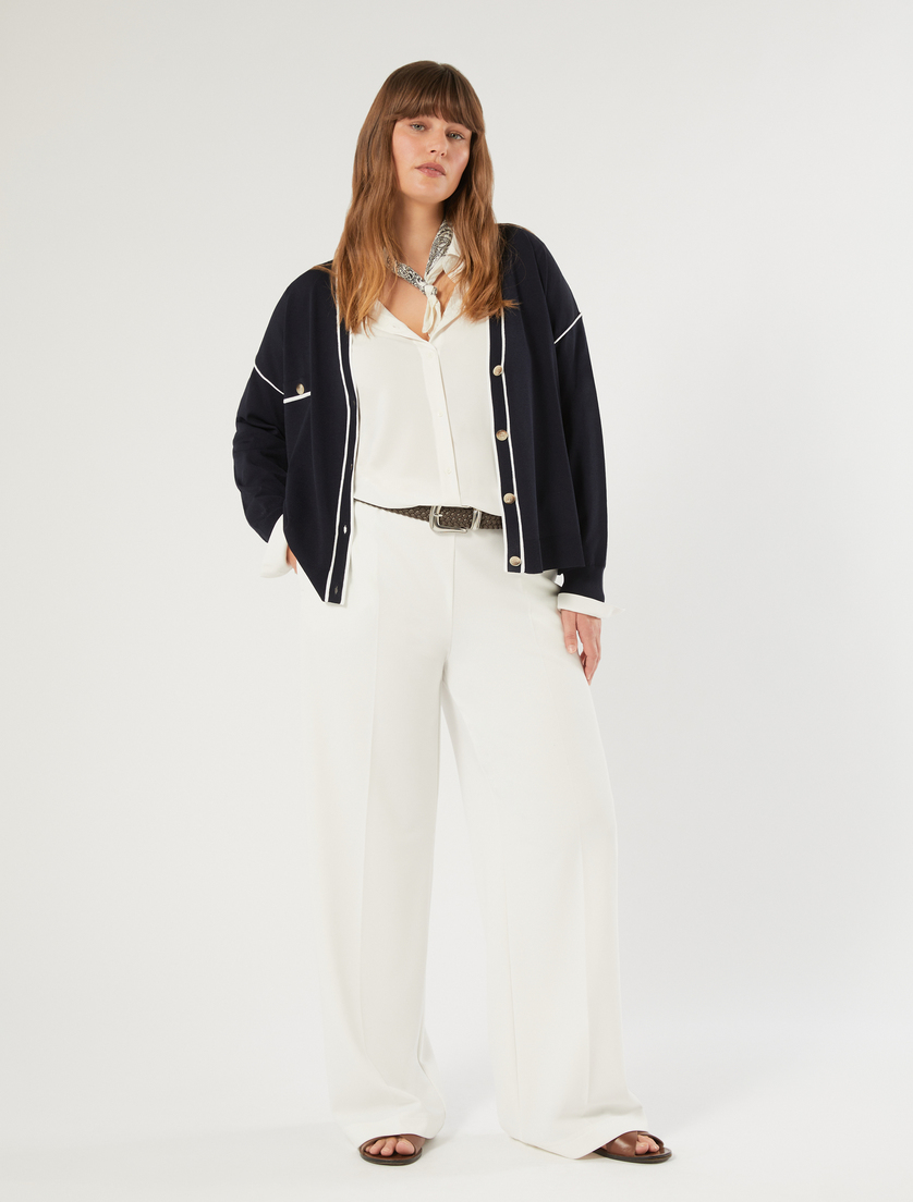 Pantaloni a palazzo in scuba crêpe stretch - BIANCO - Marina Rinaldi - 2