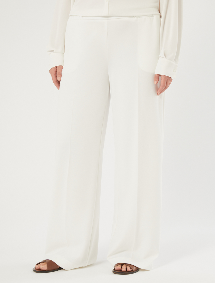 Pantaloni a palazzo in scuba crêpe stretch - BIANCO - Marina Rinaldi - 3