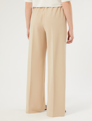 Palazzo trousers in stretch scuba crepe fabric - BEIGE - Marina Rinaldi - 4