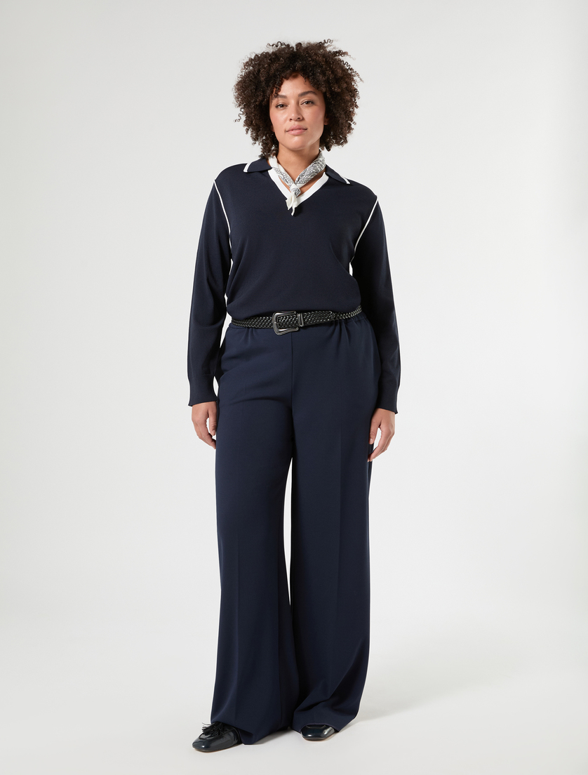 Pantaloni a palazzo in scuba crêpe stretch - BLU NOTTE - Marina Rinaldi - 2