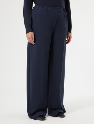 Pantaloni a palazzo in scuba crêpe stretch - BLU NOTTE