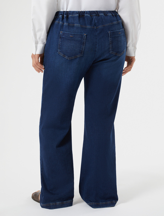 Trousers in stretch denim fleece fabric - MIDNIGHTBLUE - Marina Rinaldi - 4