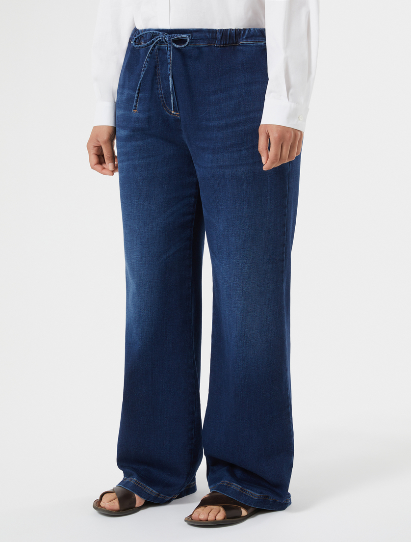 Hose aus elastischem Denim-Sweatjersey - NACHTBLAU - Marina Rinaldi - 3